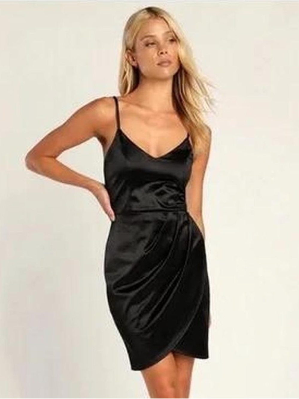 Lulus black satin mini dress